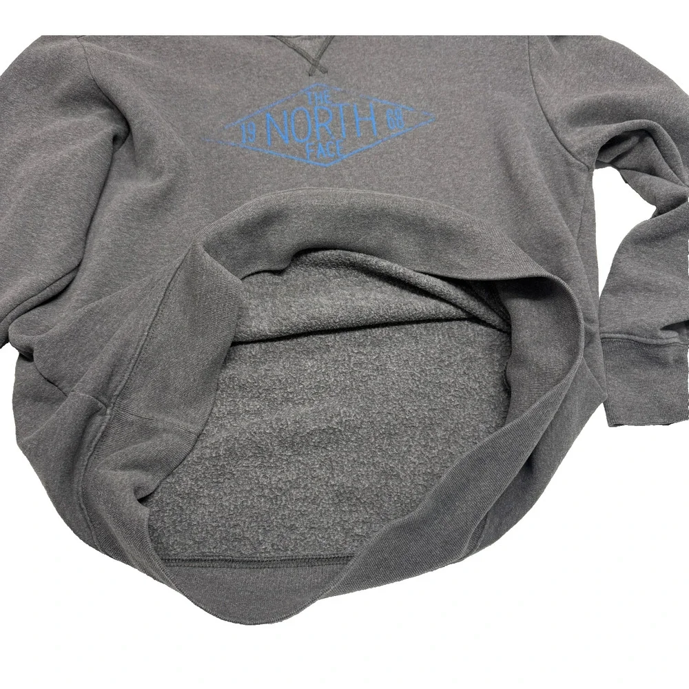North Face Sweatshirt‎ Mens Large Gray Fleece Lined Crew Neck Sweater Pullover